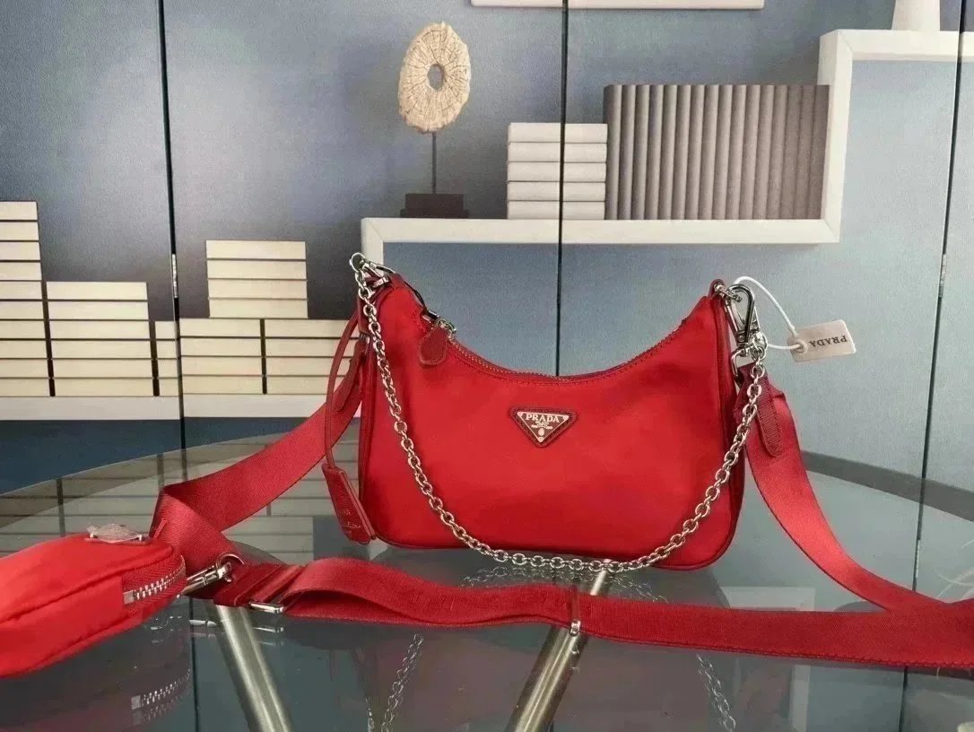 Prada Crossbody Bags Nylon Chain Bag with Detachable Pouch — 051-9