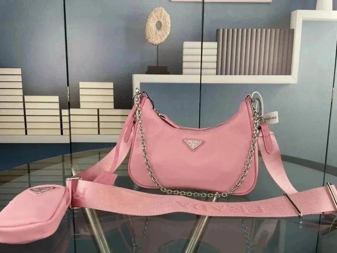 Prada Crossbody Bags Nylon Chain Bag with Detachable Pouch — 051-16