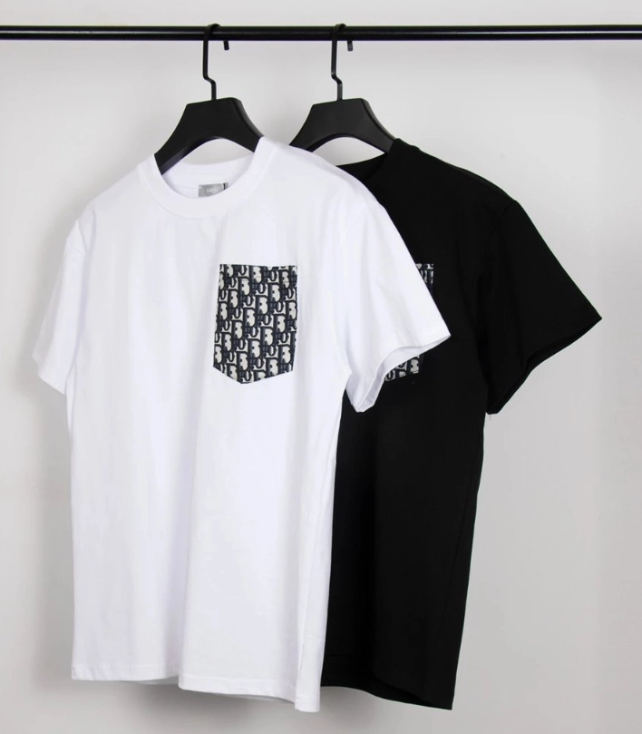 Dior T-Shirts Short-Sleeve Crew-Neck — TH23-Black