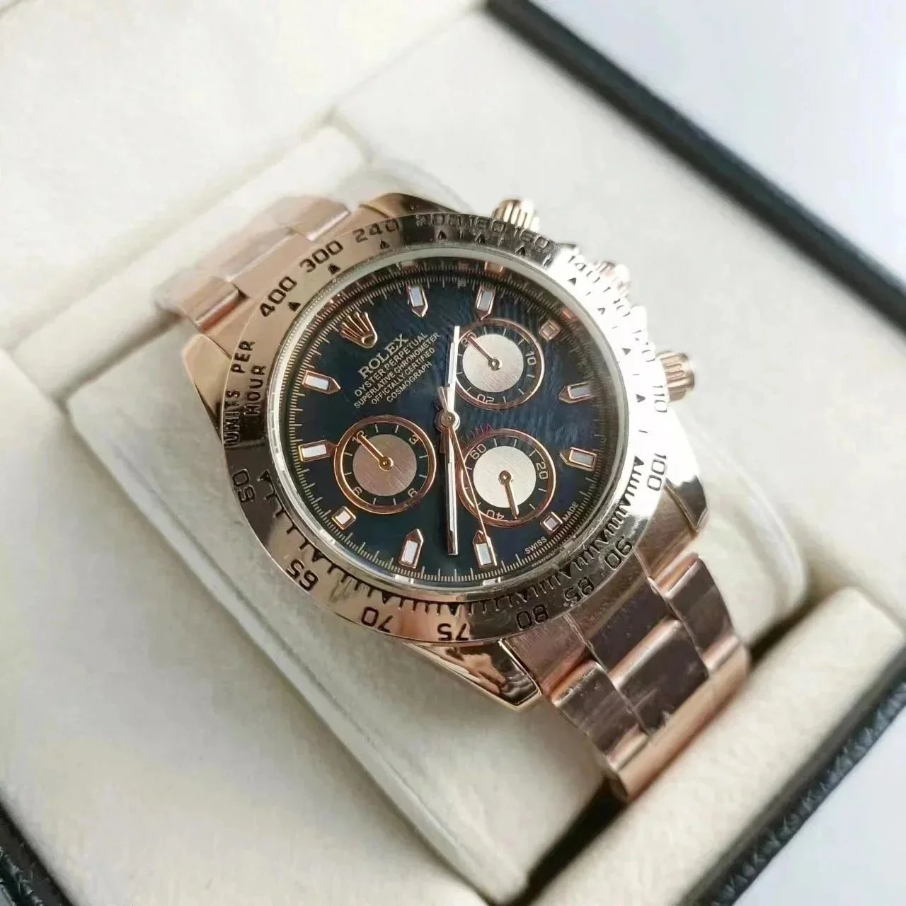 Rolex Daytona Everose Gold Blue Dial Chronograph Mechanical Watch