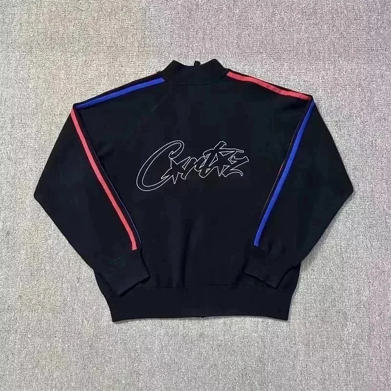 Corteiz Track Jacket Black with White Stripes Outerwear - 9