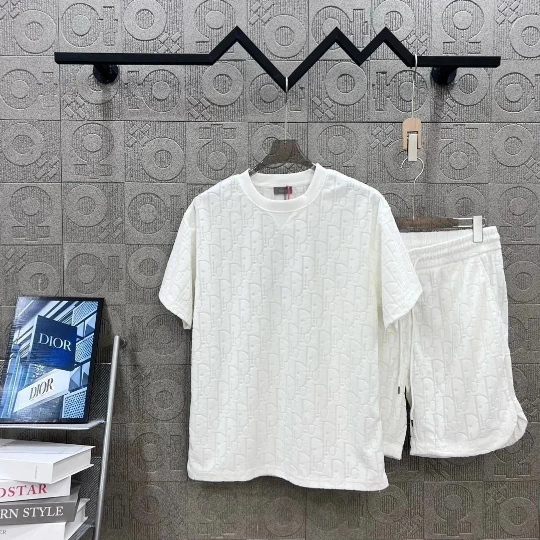 Dior Oblique Jacquard White T-Shirt and Shorts Set - 6