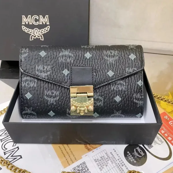 MCM Visetos Mini Flap Wallet Black - 1