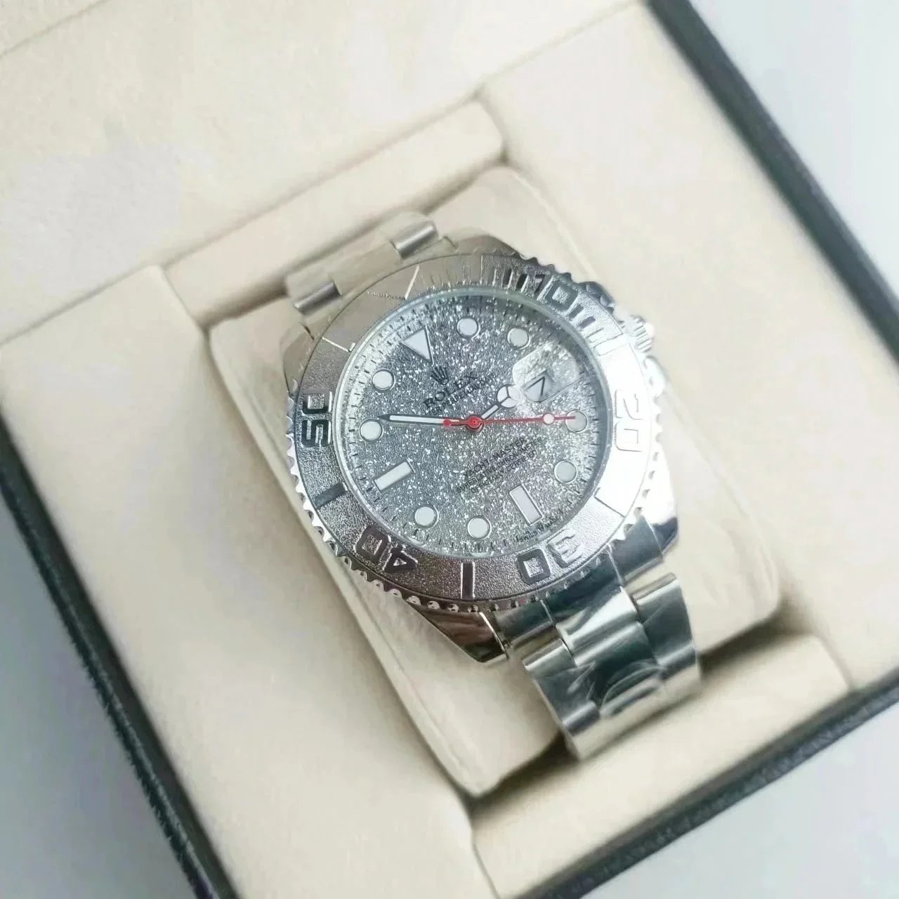 Rolex Yacht-Master Silver Glitter Dial Stainless Steel Mechanical Watch