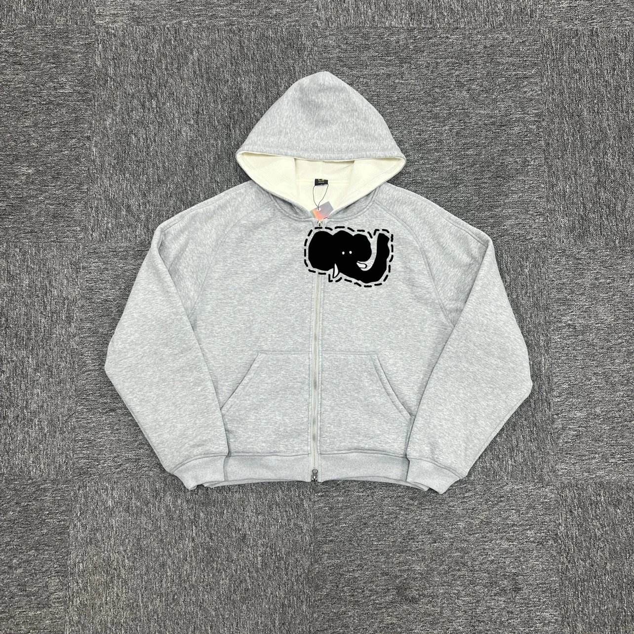 1500 Waffle-Lined Grey Hoodie