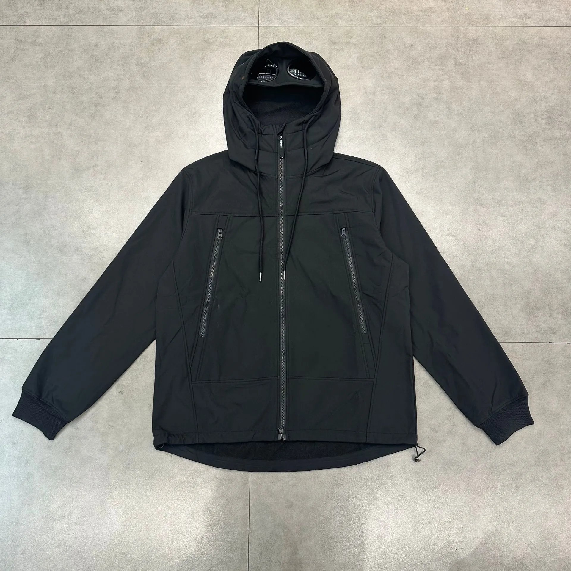 C.P. Company Jackets Hooded Goggle Zip-Up Jacket — Black