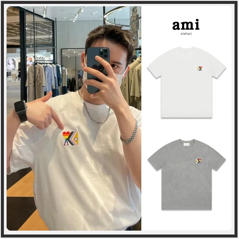 Ami Paris Navy Blue Graphic Print Oversized T-Shirt