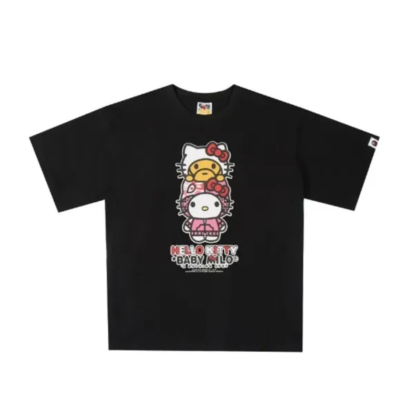 A Bathing Ape x Sanrio Hello Kitty x Baby Milo Black T-Shirt - 1