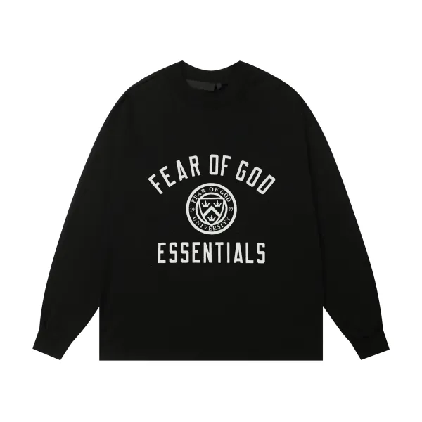 Fear of God Essentials University Long Sleeve T-Shirt Black - 1