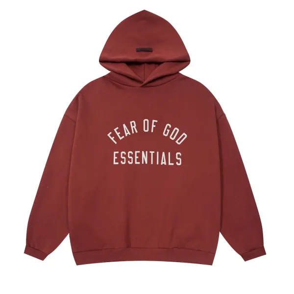 Fear of God Essentials Arch Logo Hoodie Burgundy - 1