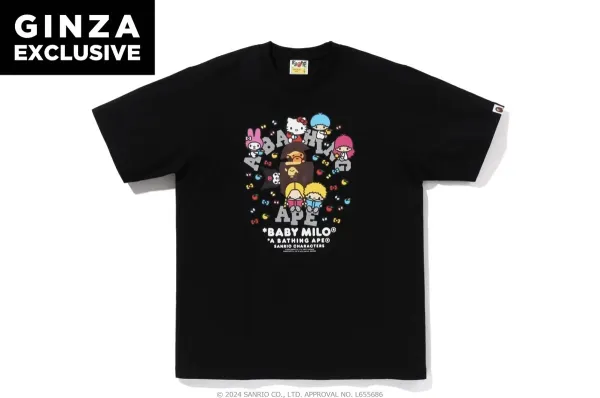 A Bathing Ape x Sanrio Baby Milo x Hello Kitty Collaboration Black T-Shirt - 1