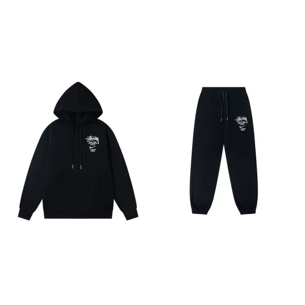 Stüssy x Nike Global Cities Hoodie and Sweatpants Set Black - 1
