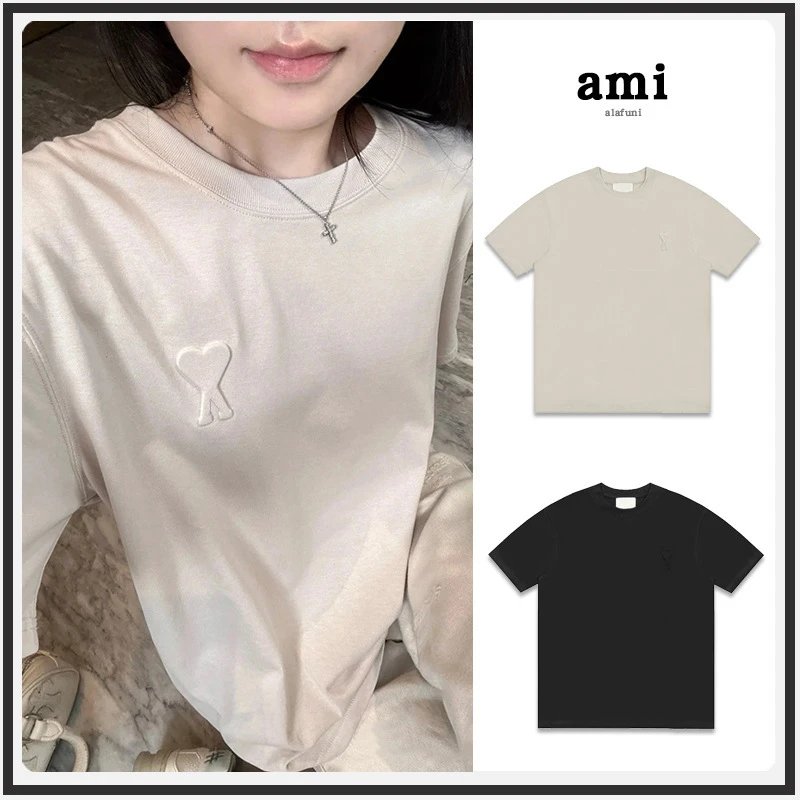 Ami Paris Navy Blue Graphic Print Oversized T-Shirt