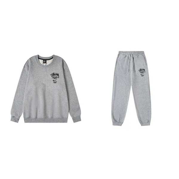 Stüssy x Nike City Series Gray Heather Sweatshirt and Sweatpants Set - 1