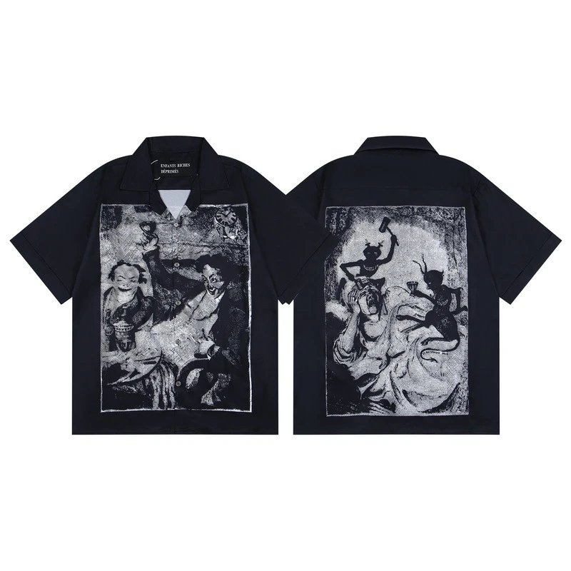 Graphical Print Short Sleeve Button Up Shirt