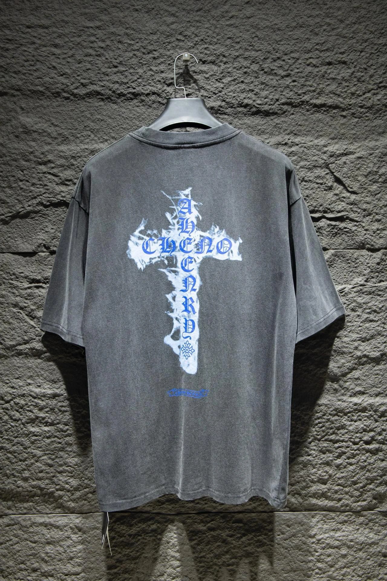 Chrome Hearts T-Shirts Short-Sleeve Graphic Print T-Shirt — 7001 washed black