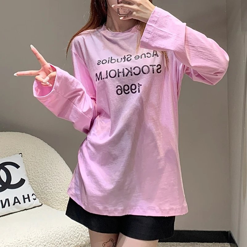 Acne Studios Stockholm 1996 Black White Cream Pink Navy Olive Long Sleeve Graphic Tee