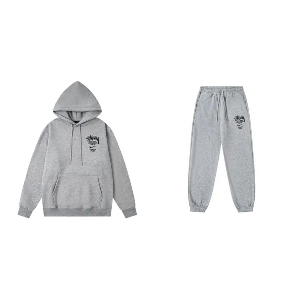 Stüssy x Nike City Series Gray Hoodie and Sweatpants Set - 1