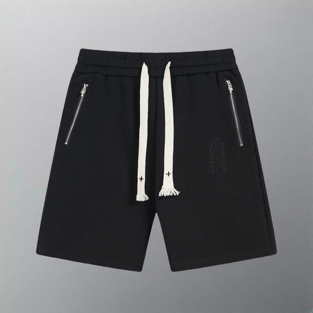 Grey Heather Sweatshorts With Zip Pockets And Embroidered Logo