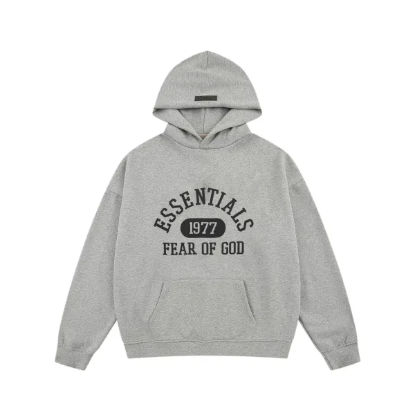 Fear of God Essentials 1977 Arch Logo Heather Gray Hoodie - 1