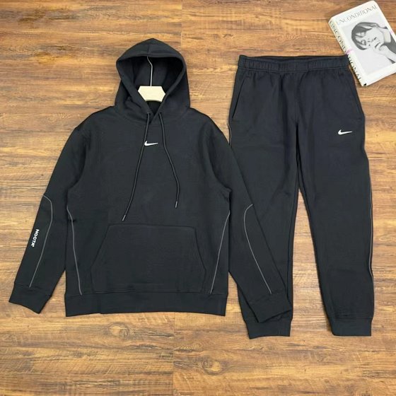 Co branded hooded sweatshirt set with hook reflective strip casual sportswear