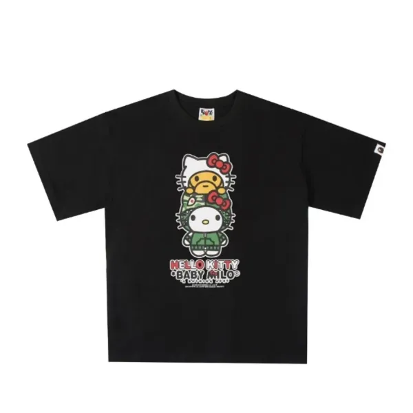 A Bathing Ape x Sanrio Hello Kitty x Baby Milo Black T-Shirt - 1
