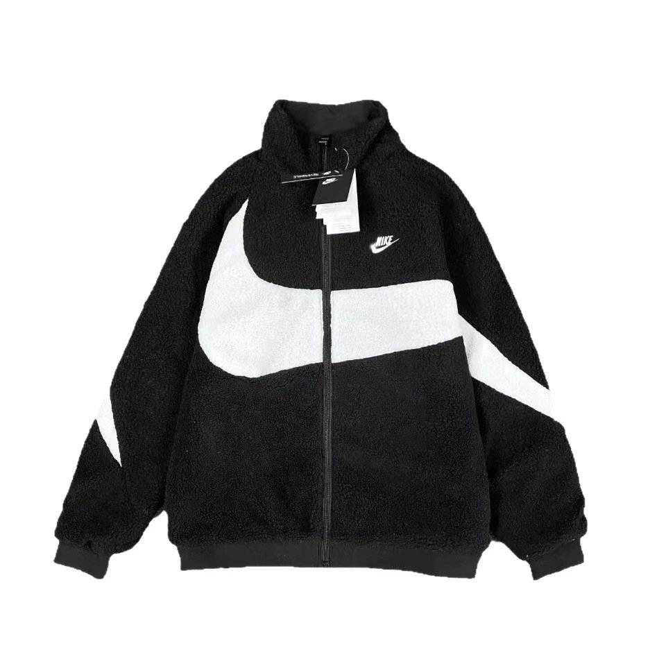 2025 Winter Fleece Jacket Unisex Reversible Sherpa Collar Overcoat with Large Logo