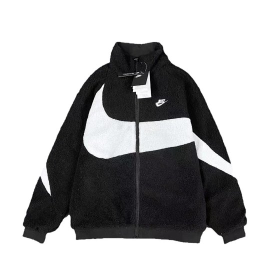 2025 Winter Fleece Jacket Unisex Reversible Sherpa Collar Overcoat with Large Logo