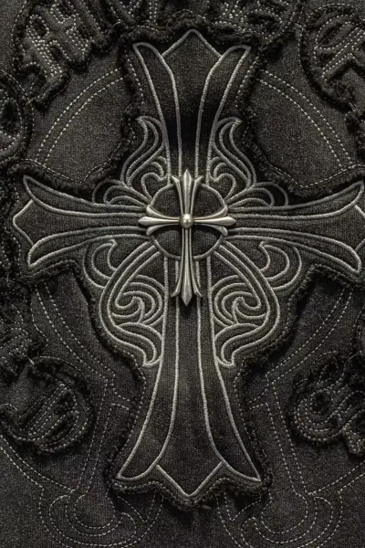 Chrome Hearts Cross Logo Embroidered Black Hoodie - 9