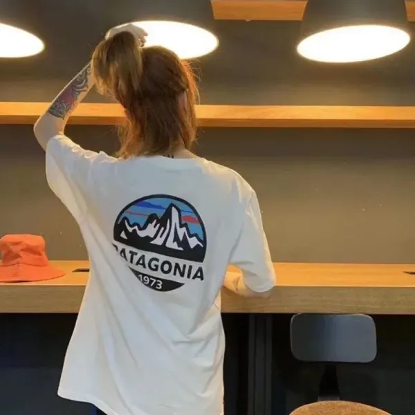 Patagonia Mountain Logo Graphic T-Shirt Gray - 5