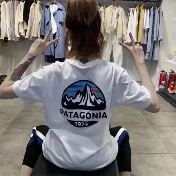 Patagonia Mountain Logo Graphic T-Shirt Gray - 4