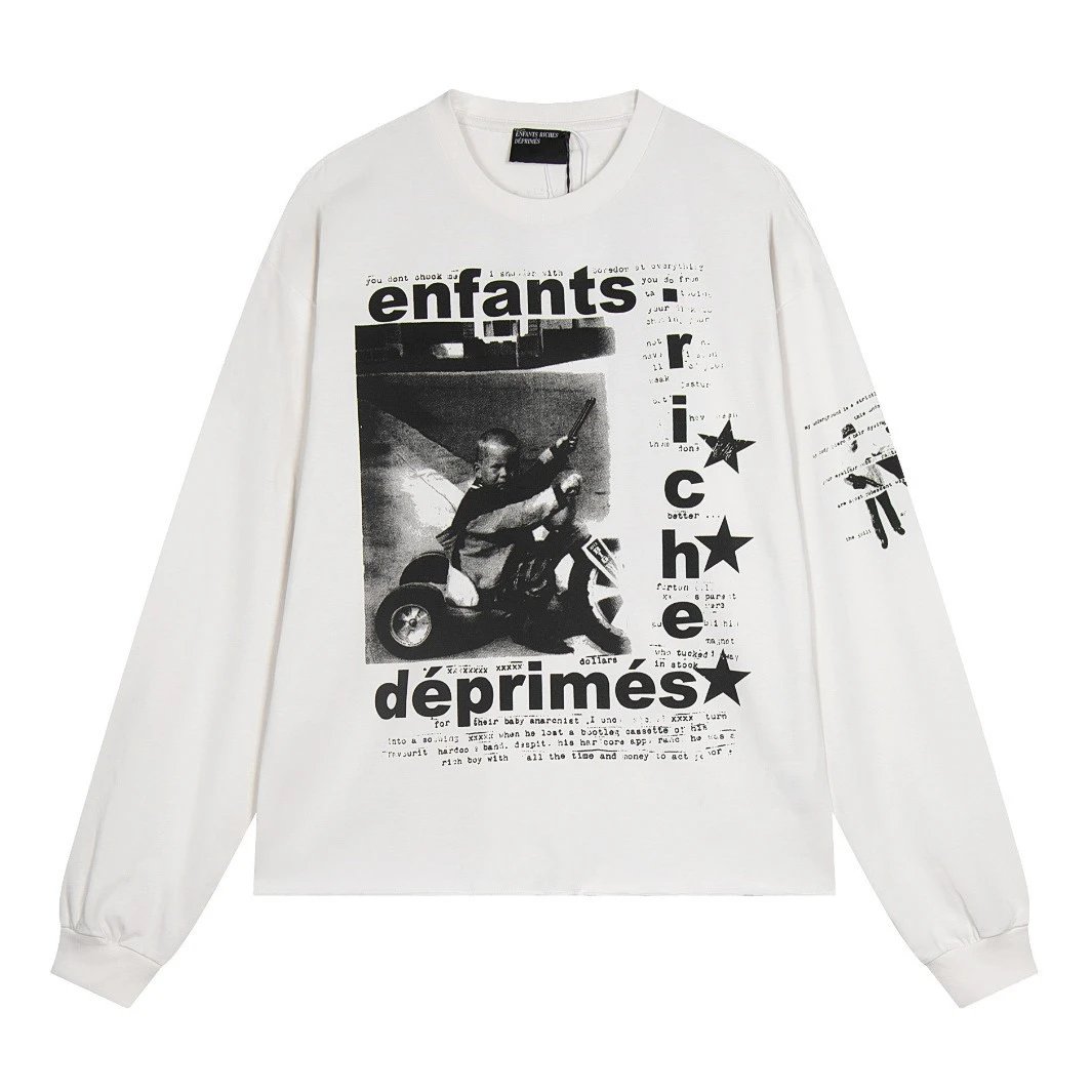 Enfants Riches Déprimés Graphic Print Black White Beige Vintage Streetwear T-Shirt