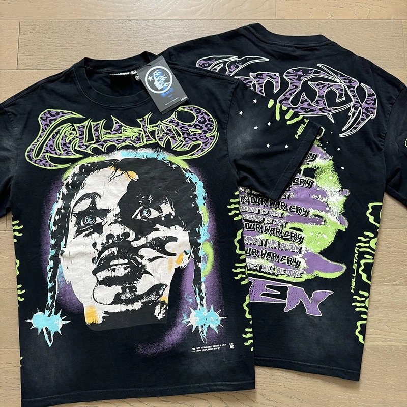 HELLSTAR Neon Graffiti Graphic T-Shirt, Oversized Streetwear, Unisex Cotton Tee 1