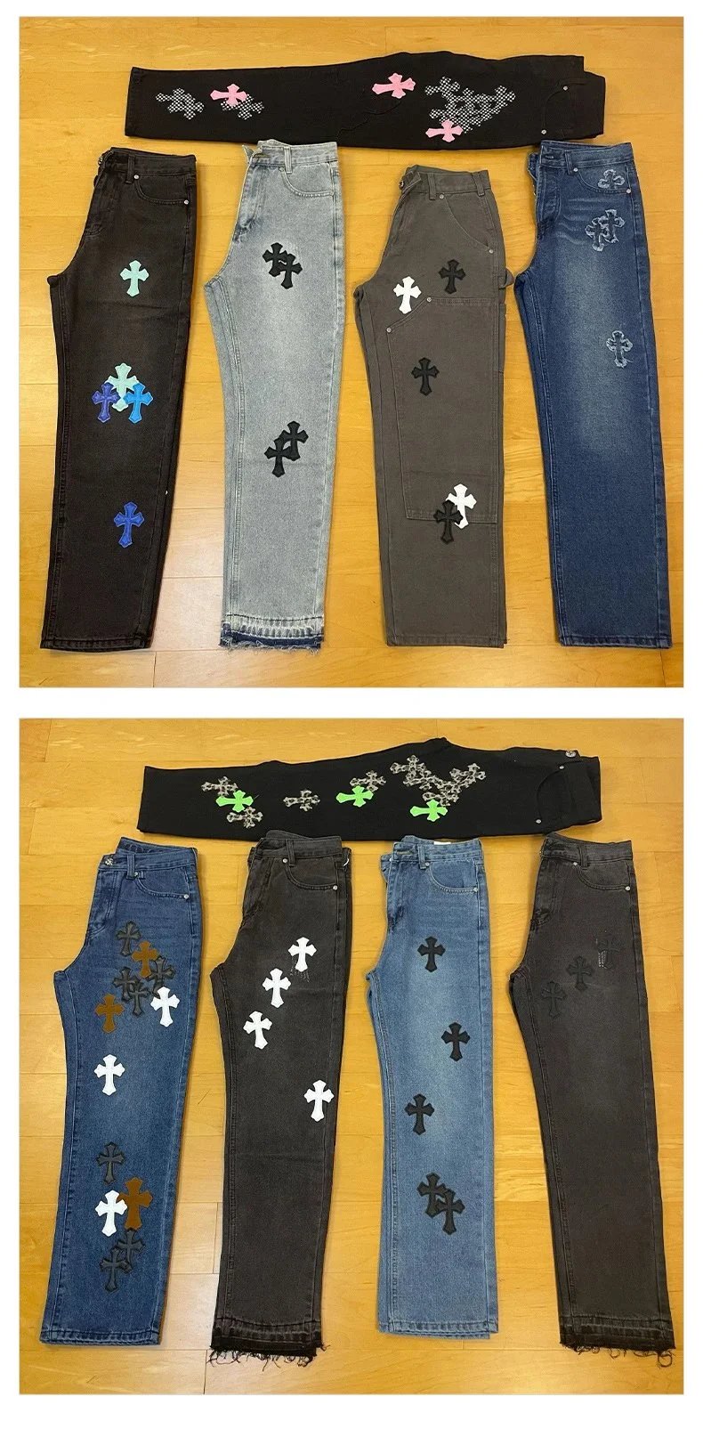 Chrome Hearts Cross Embroidered Light Wash Jeans - 5