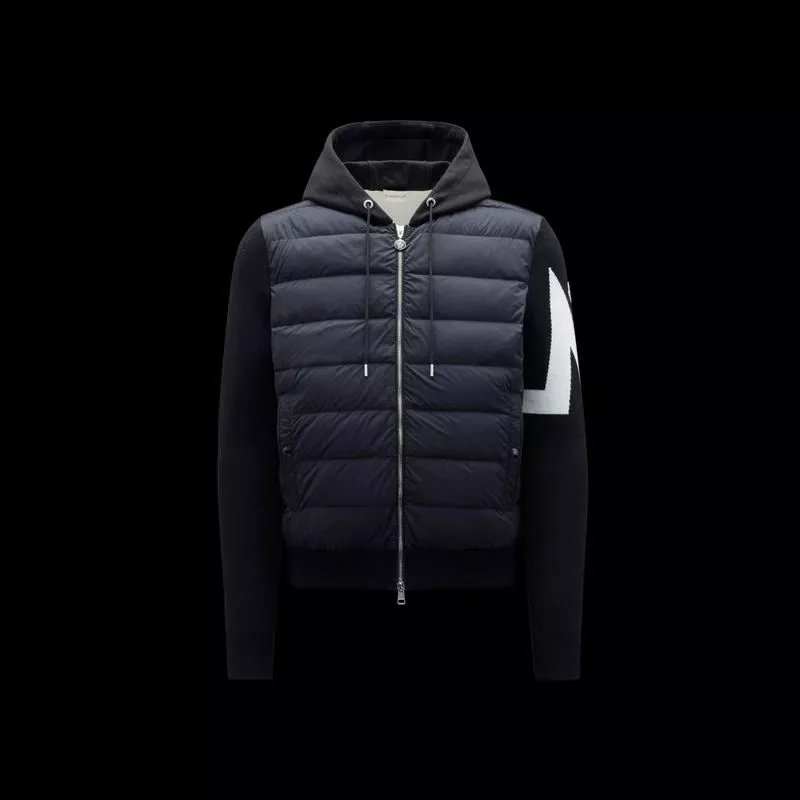 Monler 2023 new style double standard hooded down zipper jacket m letter down knitted splicing 2