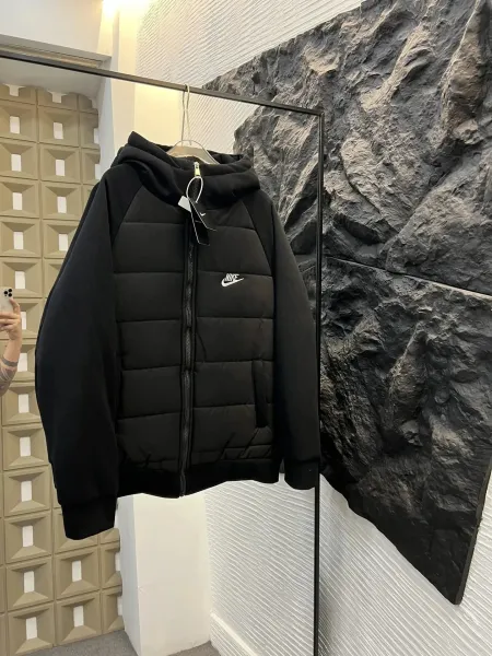 Nike Hooded Puffer Jacket Black Outerwear - 1