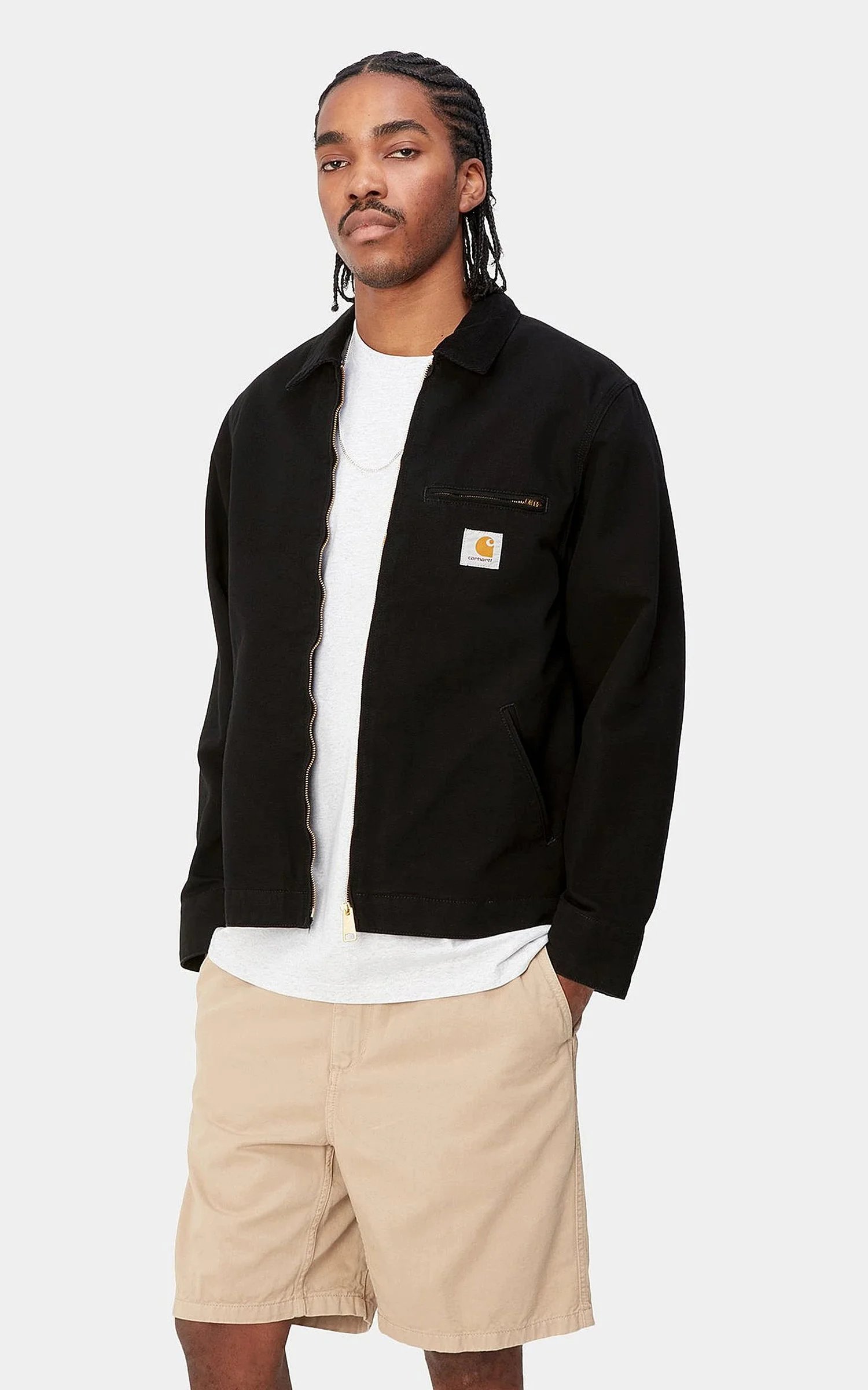 Carhartt WIP Active Jacket White with Brown Corduroy Collar - 8