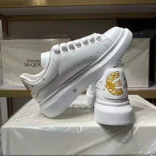Alexander McQueen Oversized Sneakers White with Gold Sparrow Embroidery Sneakers - 1