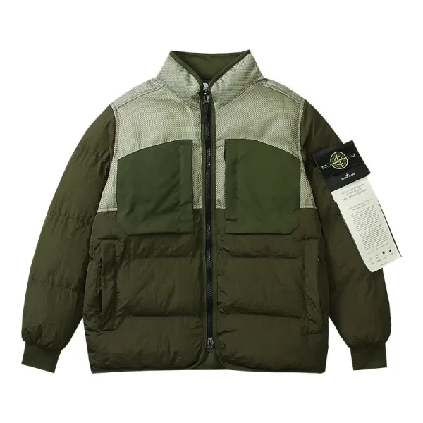 Stone Island Shadow Project Mesh-Panel Down Jacket Green - 4