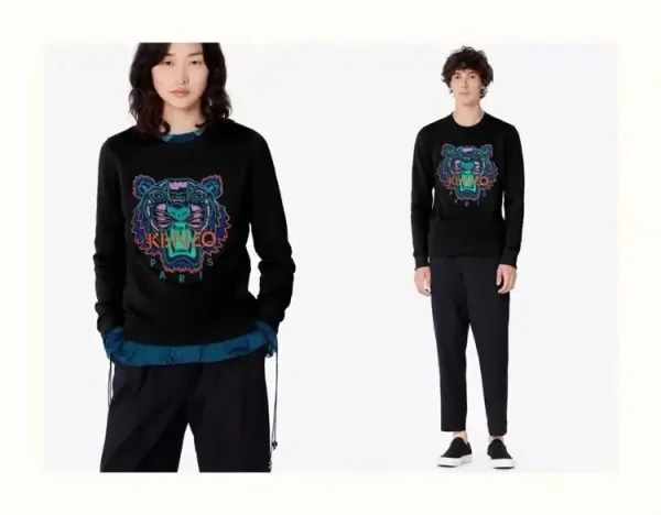 Kenzo Tiger Embroidered Gray Hoodie - 6