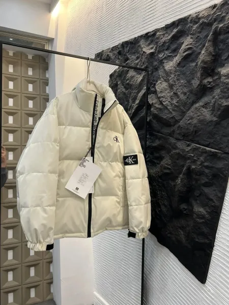 Calvin Klein Jeans Logo Patch Puffer Jacket Beige - 1