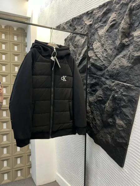 Calvin Klein CK Logo Hooded Puffer Jacket Black - 1