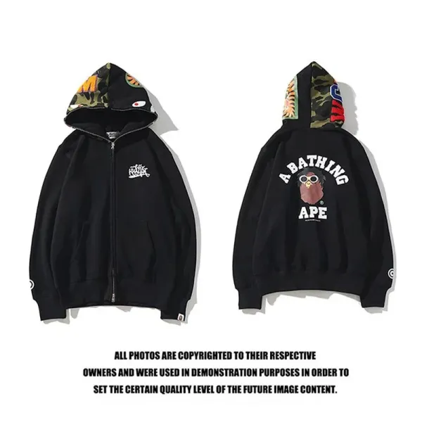 A Bathing Ape Camo Hoodie Black Multicolor Hoodie - 1