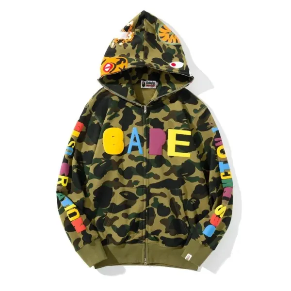 A Bathing Ape Shark Camo Full-Zip Hoodie - 8