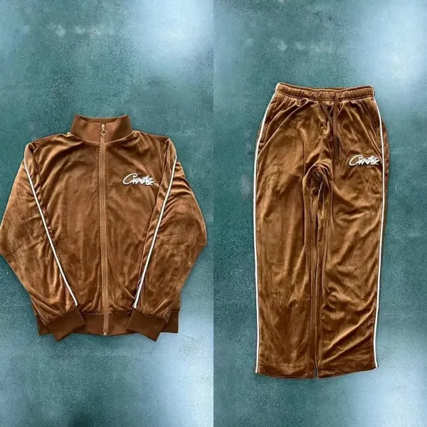 Corteiz Velvet Tracksuit Brown - 1