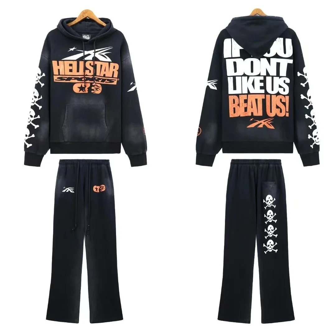 Hellstar Graphic Hoodie and Sweatpants Set Gray - 10