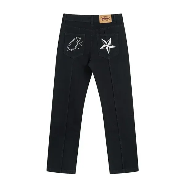 C2H4 Los Angeles Star Embroidered Black Jeans - 1