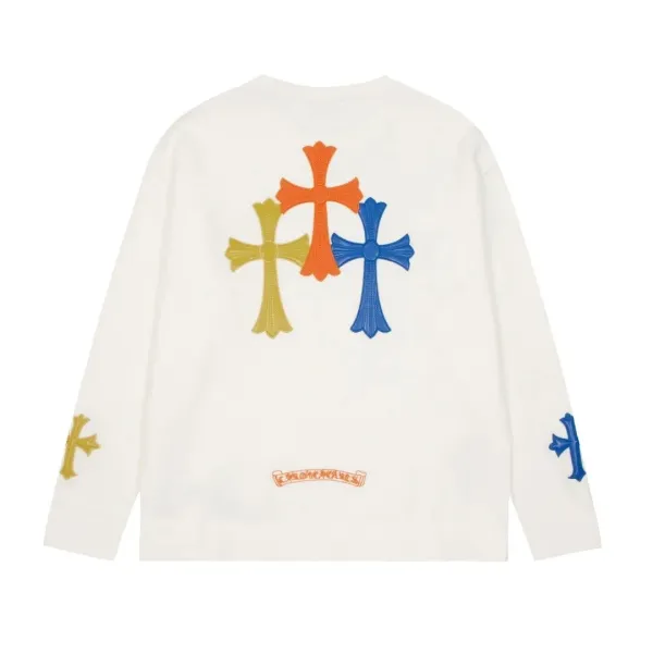 Chrome Hearts Triple Cross Embroidered White Long-Sleeve Sweater - 1