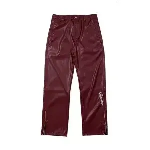 Off-White Industrial Pants Burgundy Leather-Look Pants - 1