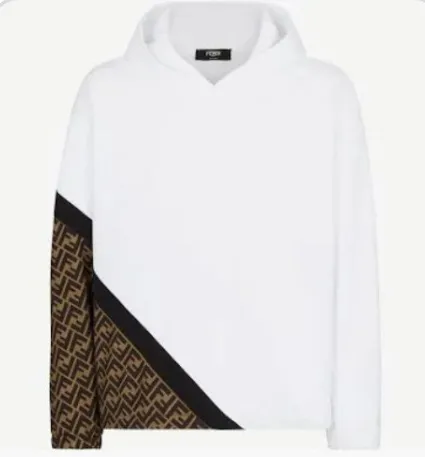 Fendi FF Logo Panel Hoodie White - 1